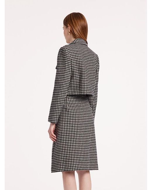 GOELIA Gray Washable Wool Houndstooth Jacket And Sweater And Skirt Suit