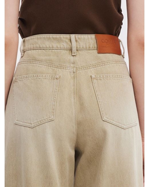 GOELIA Natural 100% Cotton Denim Adjustable Waist Jeans