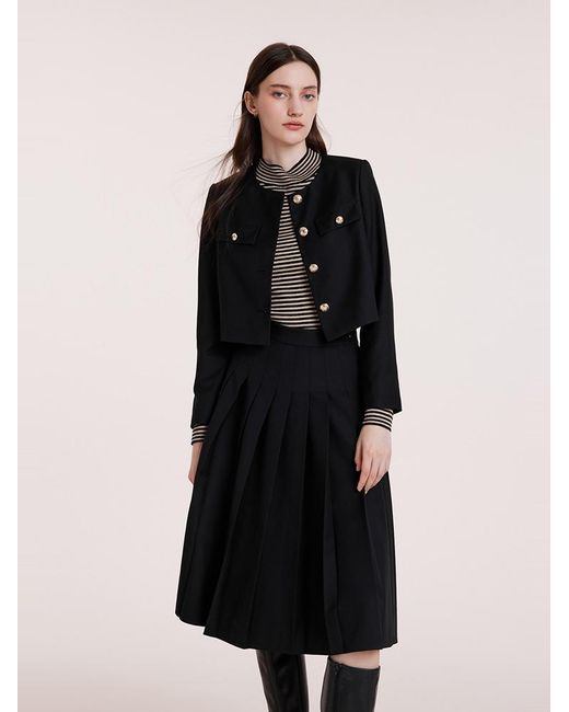 GOELIA Black College Style Short Jacket And Skirt Set