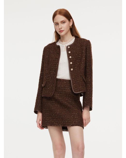 GOELIA Brown [Preview] Wool Blend Tweed Sequins Jacket