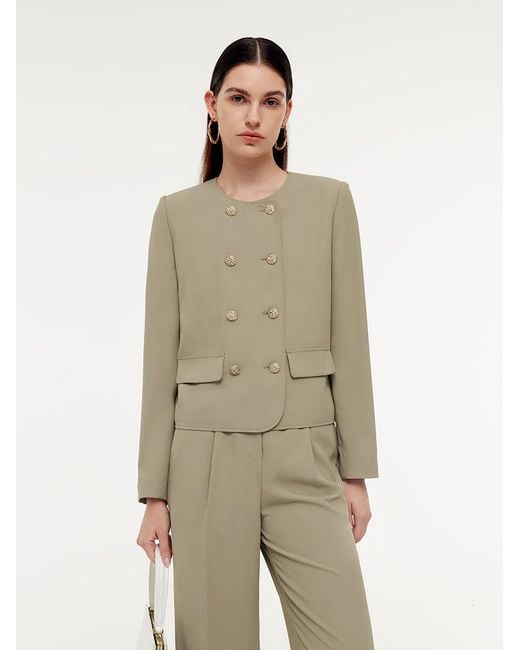 GOELIA Natural Stretch Double-Breasted Jacket
