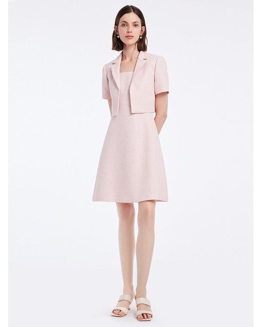 GOELIA Pink Crop Blazer And Vest Dress Two-Piece Suit
