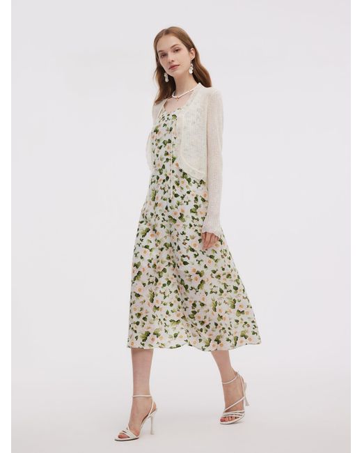 GOELIA Natural Wavy Trim Tie Front Cardigan