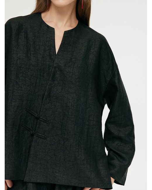 GOELIA Black 18 Momme Xiang Yun Silk Diagonal Placket Jacket