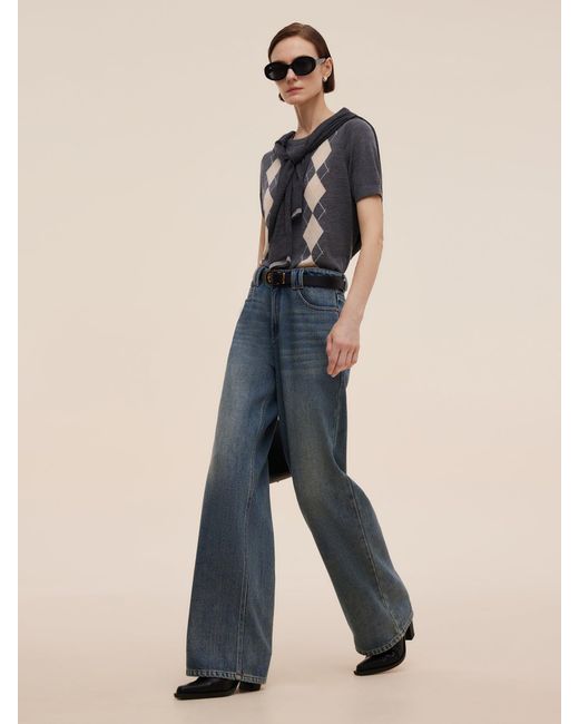 GOELIA Blue 100% Cotton Denim Straight Leg Jeans
