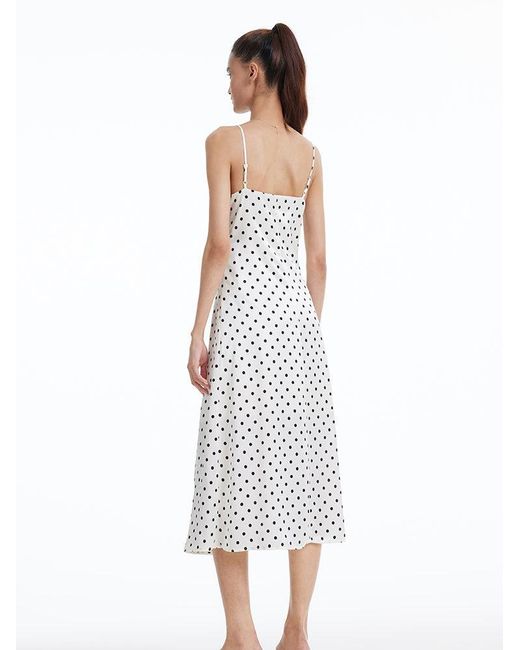 Retro Style Polka Dot Bow Front Spaghetti Strap Party Swing Dresses Women Summer Shirred Back Vintage Cotton Dress