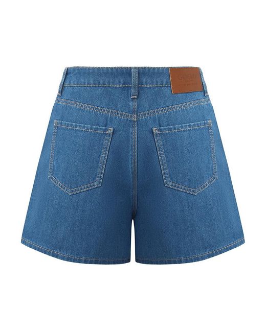GOELIA Blue Rhinestone Denim A-Line Shorts