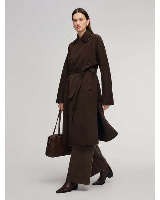GOELIA Multicolor 100% Wool Double-Faced Wrap Overcoat