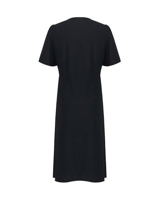 GOELIA Black V-Neck Patchwork Pleated Mini Dress