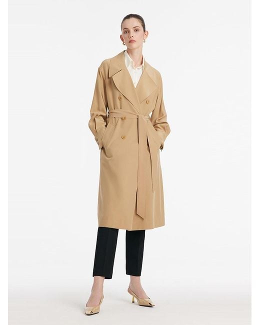 GOELIA White 22 Momme Mulberry Silk Trench Coat With Belt
