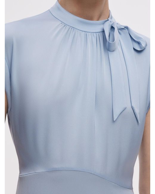 GOELIA Blue 22Mm Mulberry Silk Midi Dress With Two Silk Scarves
