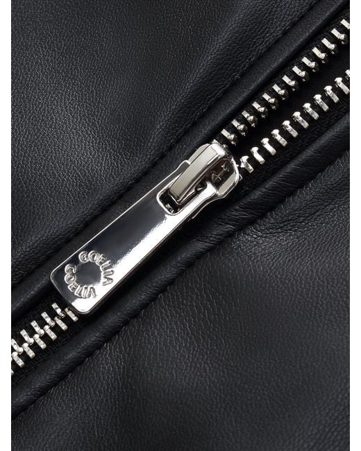 GOELIA Black Pu Leather Zip-Up Jacket