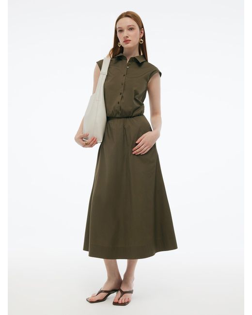 GOELIA Green Cap Sleeve Elastic Hem Top And A-Line Skirt Two-Piece Set