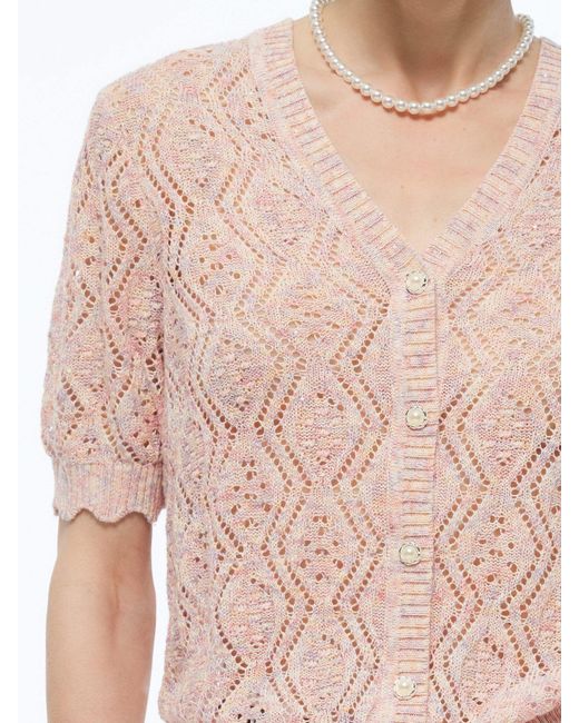 GOELIA Multicolor Openwork Sequins V-Neck Cardigan