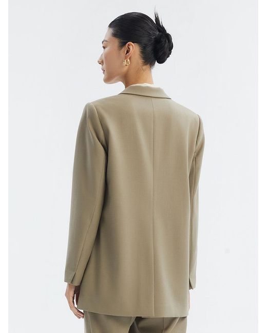 GOELIA Natural Worsted Wool One Button Blazer