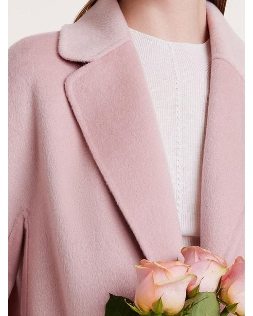 GOELIA Pink Notched Lapel Wool And Cashmere Wrapped Coat