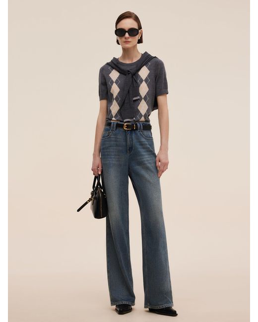 GOELIA Blue 100% Cotton Denim Straight Leg Jeans