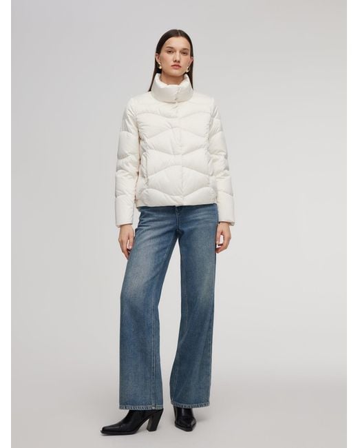 GOELIA White Windproof Magnetic Snap Goose Down Jacket