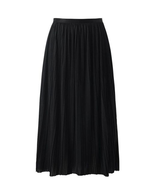 GOELIA Black Pleated Half Skirt With Elastic Waistband