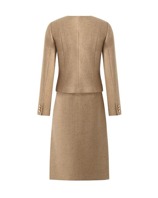 GOELIA Natural Washable Wool Vintage Jacket And Skirt Two-Piece Suit