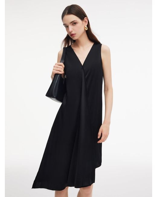 GOELIA Blue Triacetate Blend Sleeveless Reversible Midi Dress