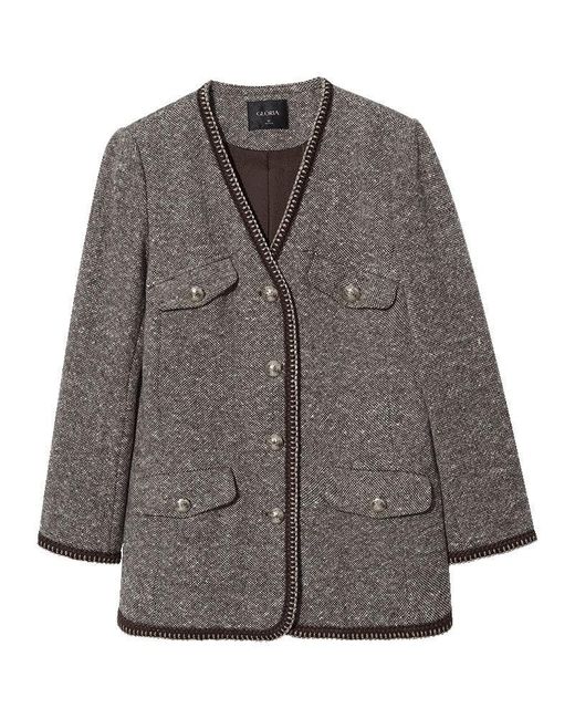 GOELIA Gray Wool Single-Breasted Jacket