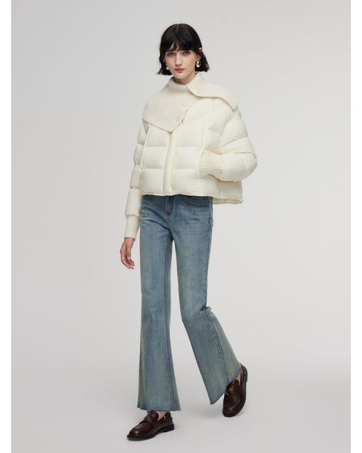 GOELIA Natural Cocoon Knitted Convertible Collar Goose Down Jacket