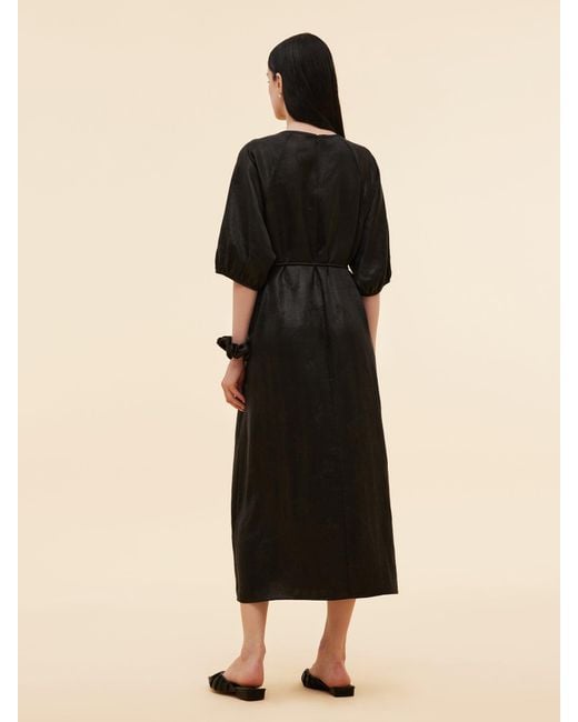 GOELIA Black 19Mm Xiang Yun Silk Jacquard Self-Tie Belt Maxi Dress