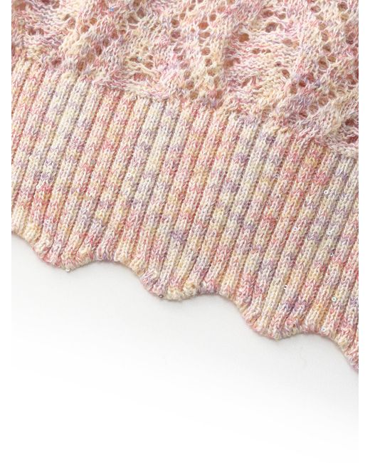 GOELIA Multicolor Openwork Sequins V-Neck Cardigan