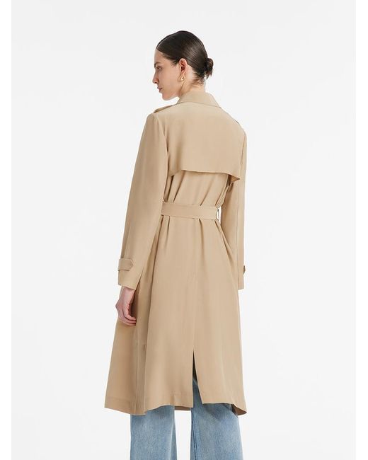 GOELIA Natural 22 Momme Mulberry Silk Wrapped Trench Coat With Belt