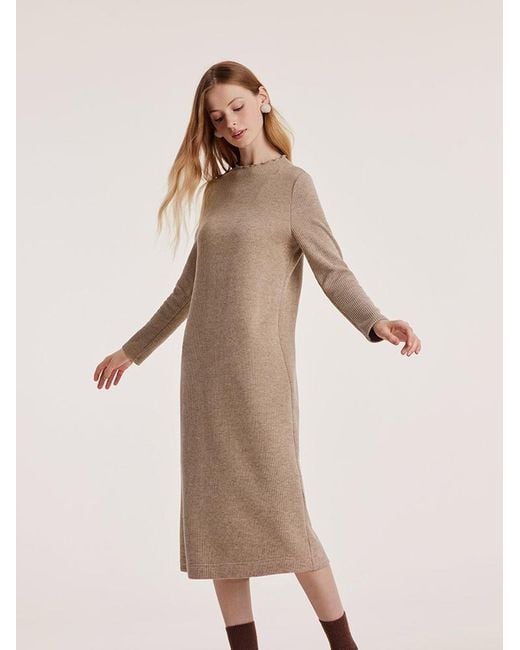 GOELIA Natural Slim Pinafore Dress And Faux Mink Vest Two-Piece Set With Belt