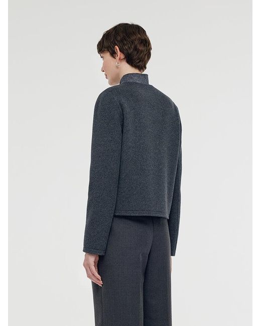 GOELIA Blue Boxy Cropped Wool Jacket