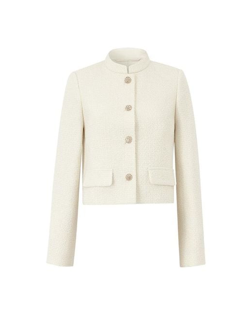 GOELIA Natural Wool Blend Stand Collar Single-Breasted Jacket For Work And Daily