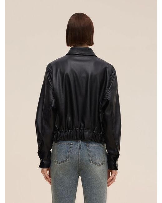 GOELIA Black Pu Leather Zip-Up Jacket