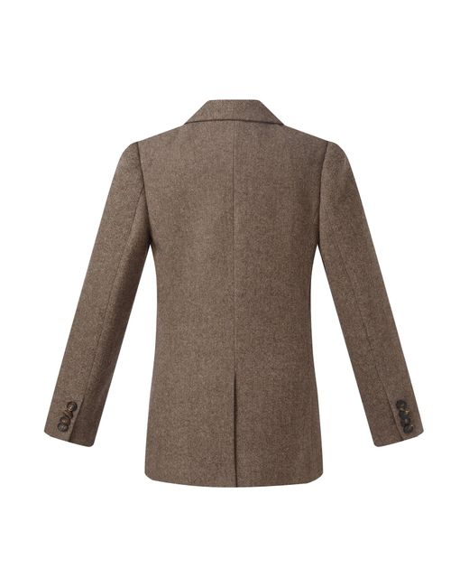 GOELIA Brown 100% Washable Wool Gathered Waist Blazer