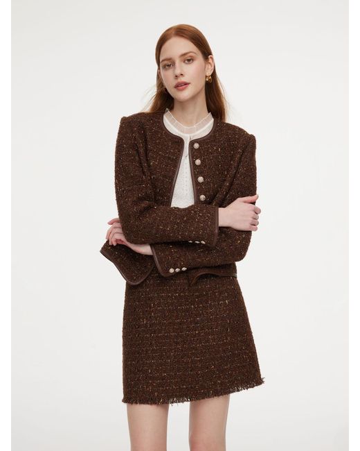 GOELIA Brown [Preview] Wool Blend Tweed Sequins Jacket