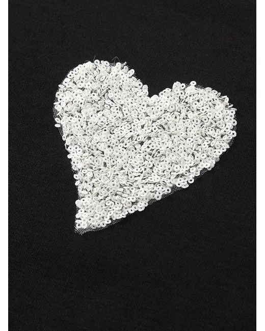 GOELIA Black Color Block Sequined Heart T-Shirt Midi Dress