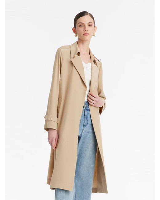 GOELIA Natural 22 Momme Mulberry Silk Wrapped Trench Coat With Belt