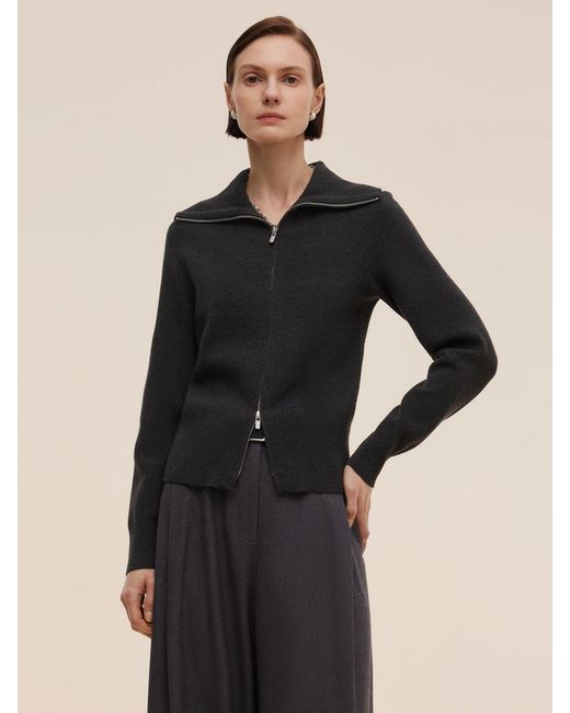 GOELIA Blue Lyocell Blend Zip-Up Cardigan