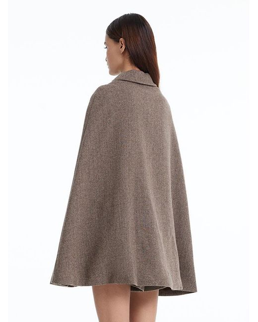 GOELIA Brown Coffee Washable Wool Cloak And Vest Two-Piece Set