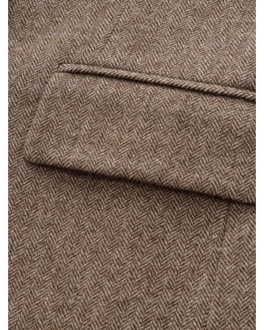 GOELIA Brown 100% Washable Wool Gathered Waist Blazer