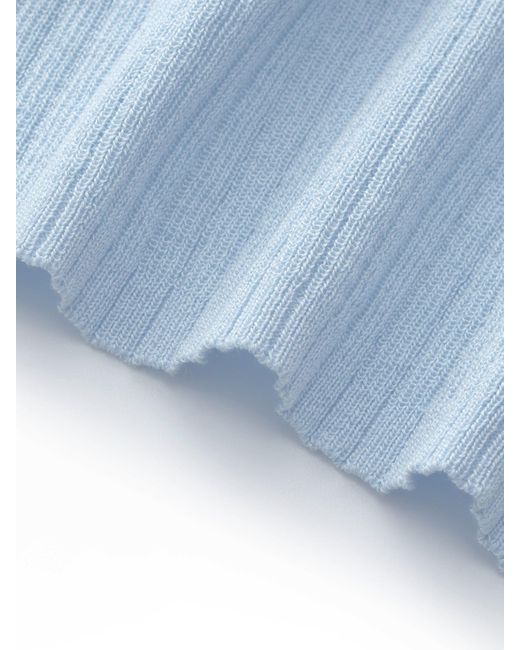 GOELIA Blue Lyocell Blend Drawstring Patchwork Knit Top