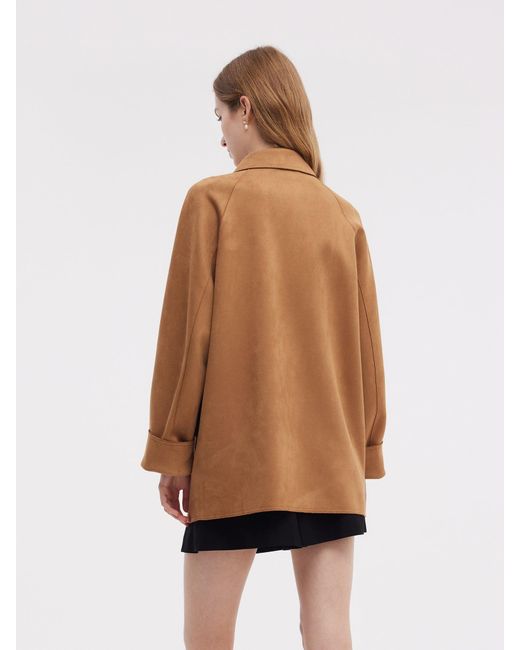 GOELIA Brown Faux Suede Button Up Jacket
