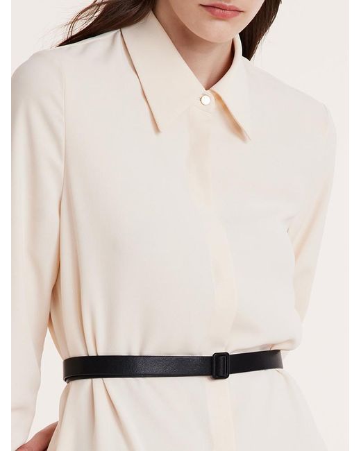 GOELIA White Shirt Dress And Striped Vest Two-Piece Set
