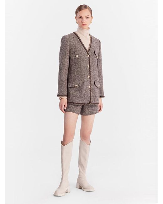 GOELIA Gray Wool Single-Breasted Jacket