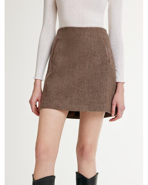 GOELIA Natural Washable Wool A-Line Skirt