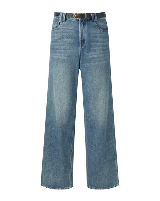 GOELIA Blue 100% Cotton Denim Straight Leg Jeans