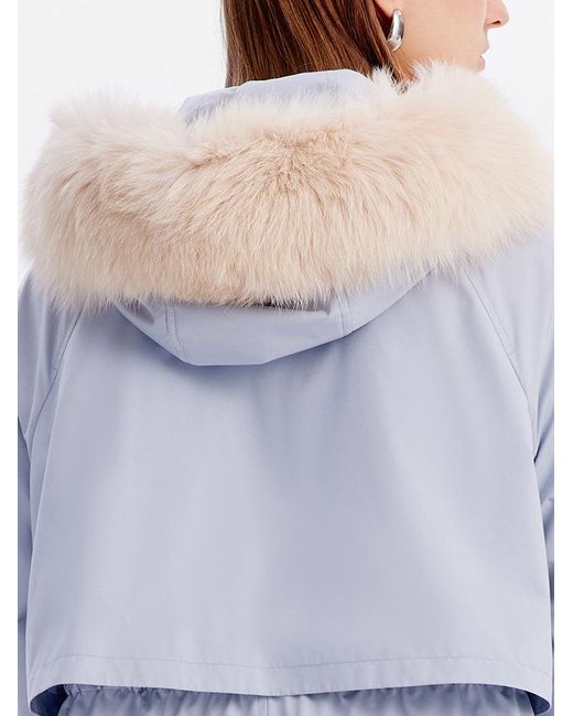 GOELIA White Removable Fox Fur Parka Coat