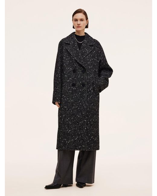 GOELIA Black Wool Blend Oversized Coat
