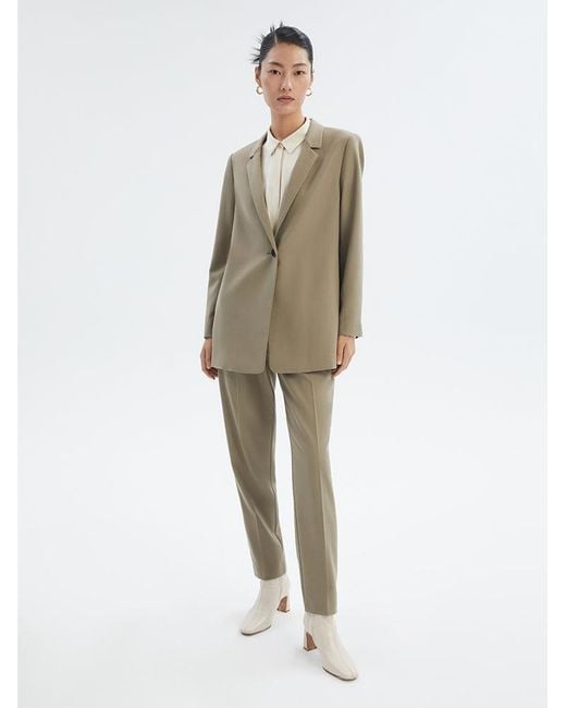 GOELIA Natural Worsted Wool One Button Blazer